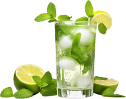 AI generated mojito cocktail with lemon and mint png