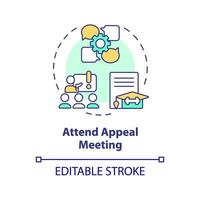 2D editable attend appeal meeting thin line icon concept, isolated vector, multicolor illustration representing athletic scholarship. vector