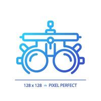 2D pixel perfect gradient trial frame icon, isolated vector, thin line illustration representing eye care. vector