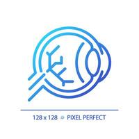 2D pixel perfect gradient eyestrain icon, isolated vector, thin line illustration representing eye care. vector