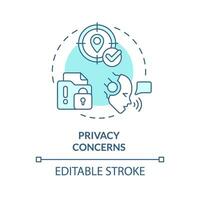 2D editable privacy concerns thin line blue icon concept, isolated vector, illustration representing voice assistant. vector