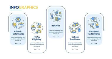 2D athletic scholarship vector infographics template with linear icons concept, data visualization with 5 steps, process timeline chart.