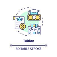 2D editable tuition thin line icon concept, isolated vector, multicolor illustration representing athletic scholarship. vector