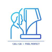 2D pixel perfect gradient computerized eye testing icon, isolated vector, thin line illustration representing eye care. vector