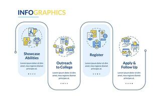 2D athletic scholarship vector infographics template with linear icons concept, data visualization with 4 steps, process timeline chart.