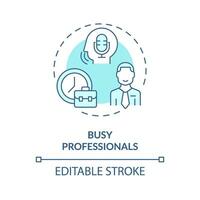 2D editable busy professionals thin line blue icon concept, isolated vector, illustration representing voice assistant. vector