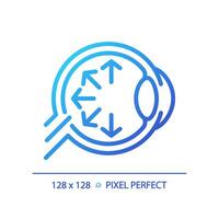 2D pixel perfect gradient eyeball with arrow symbols icon, isolated vector, thin line illustration representing eye care. vector