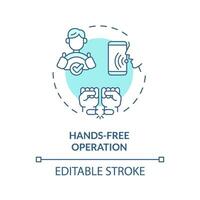 2D editable hands-free operation thin line blue icon concept, isolated vector, illustration representing voice assistant. vector