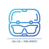 2D pixel perfect gradient eyeglasses case icon, isolated vector, thin line illustration representing eye care. vector