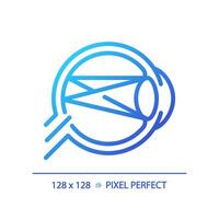 2D pixel perfect gradient astigmatism icon, isolated vector, thin line illustration representing eye care. vector