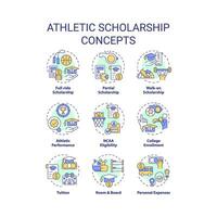 2D editable icons set representing athletic scholarship concepts, isolated vector, thin line colorful illustration. vector