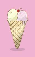 Ilustration vector of Ice Cream Cone. Suitable for ice cream banner product.