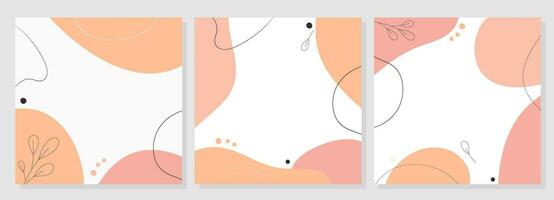 Vector abstract backgrounds in peach fuzz color,  pastel colors. Design for cards, posters, text background, sale, advertising.