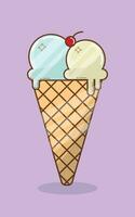 Ilustration vector of Ice Cream Cone. Suitable for ice cream banner product.