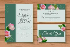 Hand drawn floral wedding invitation card set vector