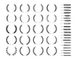 conjunto de elementos de diseño de corona de laurel vector