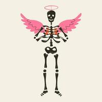 gracioso esqueleto con decoración para San Valentín día. linda personaje esqueleto huesos vector