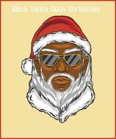 negro Papa Noel claus Navidad camiseta vector