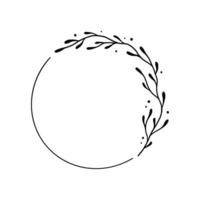 Floral circle frame, elegant wreath round border vector