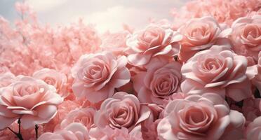 ai generado rosado floral rosado corazón en rosado antecedentes foto