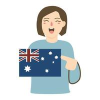 Happy people holding australian flag for australia day vector