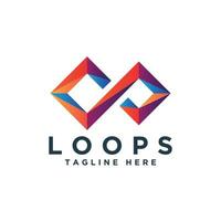 Loops Logo sign Square geometric colorful Design concept with modern and minimal style vector