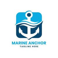 Marine Anchor Logo design Modern minimal Concept for Marine industry ocean and ships vector