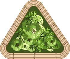 Top view of a bench for the architectural landscape plans. Bench with trees and greens. Entourage design. Vector. vector