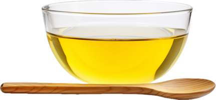 AI generated vegetable cooking oil in glass bowl png