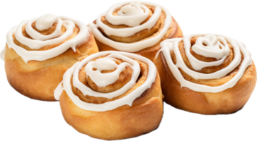 AI generated frosted cinnamon rolls png