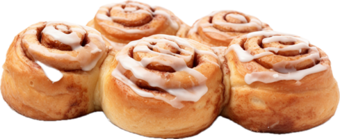 AI generated frosted cinnamon rolls png