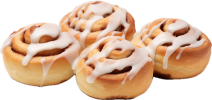 AI generated frosted cinnamon rolls png