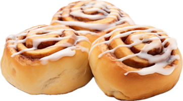 AI generated frosted cinnamon rolls png