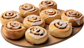 AI generated frosted cinnamon rolls png