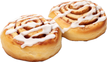 AI generated frosted cinnamon rolls png