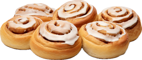 AI generated frosted cinnamon rolls png