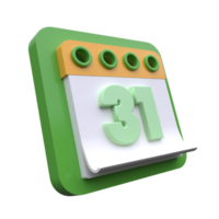 unique 3d render calendar 31 december icon illustration.Realistic vector illustration. png