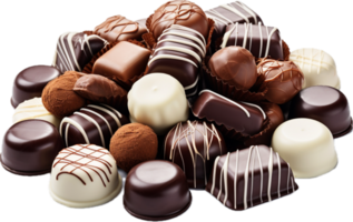 ai gegenereerd assortiment van chocola snoepjes PNG