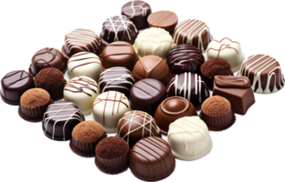 ai gegenereerd assortiment van chocola snoepjes PNG