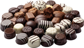 ai gegenereerd assortiment van chocola snoepjes PNG