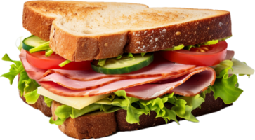 AI generated sandwich with ham cheese and vegetables png