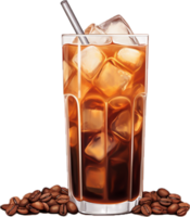 AI generated ice coffee in a tall glass with ice png