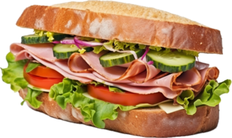 AI generated sandwich with ham cheese and vegetables png