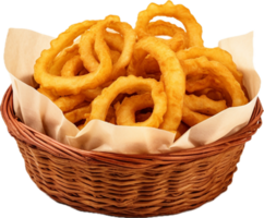 AI generated fried onion rings in a basket png