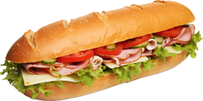 AI generated sandwich with ham cheese and vegetables png
