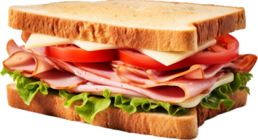 AI generated sandwich with ham cheese and vegetables png