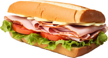 AI generated sandwich with ham cheese and vegetables png