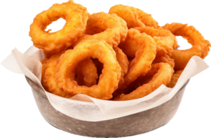 AI generated fried onion rings in a basket png