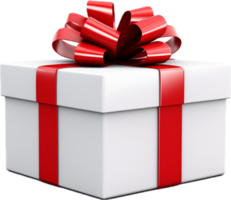 AI generated gift box with red ribbon png