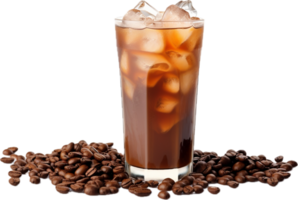 AI generated ice coffee in a tall glass with ice png